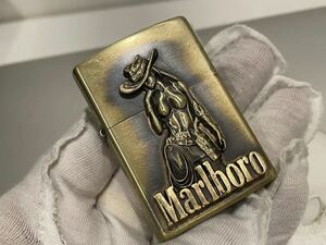 1円 ZIPPO ライター マルボロ Marlboroジッポ Zippoオイルライター真鍮製 中古品 喫煙グッズ ジッポー 火花確認済R67583