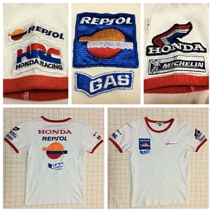 送料210円～ ※使用感有強い レディースＳ程度 ワッペン Tシャツ ホンダ ミシュラン レプソル GAS REPSOL HONDA GAS HRC 