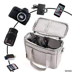 カメラケース 収納バッグ グレー 一眼レフカメラバッグ カメラ収納用ショルダーケース カメラを安全に持ち運ぶために役立つアイテム
