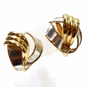 J◇K18 Pt900 デザイン イヤリング イエローゴールド 18金 プラチナ ネジ開閉式 yellow gold platinum earrings【ネコポスOK】