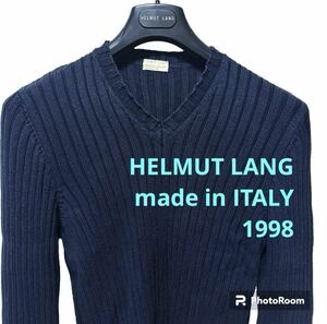 【希少】 【本人期】 美品 90s HELMUT LANG ヘルムート・ラング リブニットコットンセーター S ネイビー