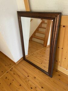 英国製 アンティーク 大型 鏡 木製フレーム 店舗什器 壁掛け ディスプレイ 姿見