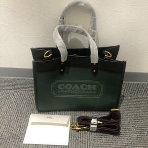 28097☆未使用保管品 COACH コーチ C6035 フィールドトート グリーン 2Way バッグ