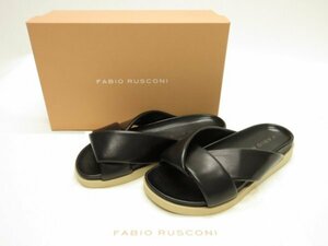 ファビオルスコーニ FABIORUSCONI★クロス　レザー　フラット　ボリューム　サンダル　サイズ37（24.5cm位）★NOBLE