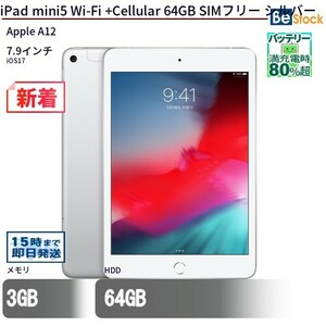 中古 タブレット iPad mini5 Wi-Fi +Cellular 64GB SIMフリー シルバー 本体 7.9インチ iOS16 Apple アップル 6ヶ月保証