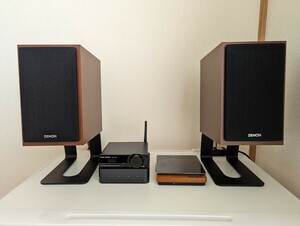 Fosi Audio DA2120A、Stageek アルミ製スピーカースタンド 、 WiiM Pro 、 DENON SC-M41-CW 、THINKYA JA-310R コンポセット