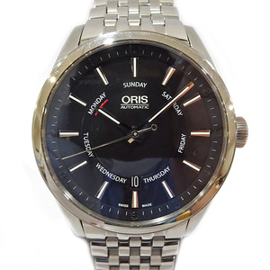 【栄】オリス アーティックス ポインターデイト 01 755 7691 SS ブラック文字盤 ビッグクラウン 自動巻き メンズ 腕時計
