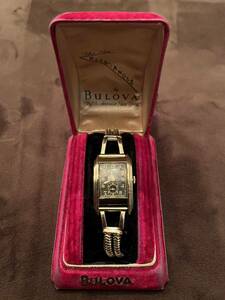 激レア1938 vintage bulova RlTE-ANGLE 14k/ブローバー/アール・デコ/手巻き/腕時計/金無垢