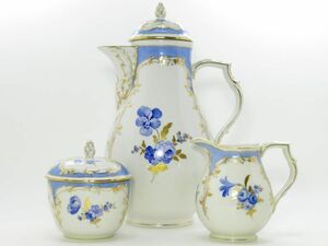 KPMベルリン セット■ブルームーラン Bleu Mourant コーヒーポット シュガーポット クリーマー 3点セット ベルリン王立磁器製陶所