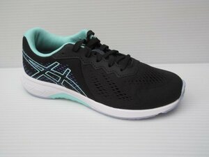 セール 21.5cm asics ヒモ式 アシックス レーザービーム RI 1154A171 002 黒/ミント 子供 キッズ 女の子 スニーカー 通学 上履き