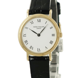【3年保証】 パテックフィリップ カラトラバ 4819J メーカーOH済 K18YG無垢 白 ローマン クル・ド・パリベゼル クオーツ レディース 腕時計