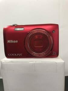 ☆彡　U-5　デジカメ　Nikon COOLPIX WIDE 7（レッド系）　4.7-32.9mm　1：3.4-6.4　SDカード64GB付　中古品