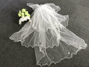 AN23-524 ヘアアクセサリー 髪飾り ショートベール 造花 記念日 ウェディング 結婚式 リボン ヘアピン かんざし 白 ホワイト
