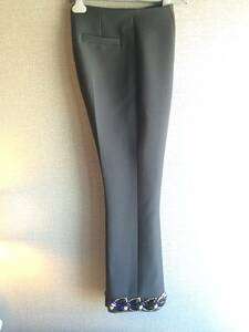 新品 プラダ 最高級 ビジュー 装飾 ウール パンツ 40 PRADA 黒 ブラック