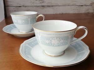 ノリタケ レースウッドゴールド カップ&ソーサー 2客 セット ペア ティーカップ コーヒーカップ Noritake teacup 送料込み