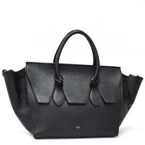 1円 ◎極美品 CELINE セリーヌ ハンドバッグ タイ レザー ブラック◎E.Ciug.hP-01