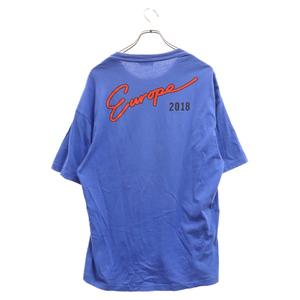 BALENCIAGA バレンシアガ 18SS Europe Oversized Pocket Tee バックロゴプリント 半袖Tシャツ カットソー ブルー 508218