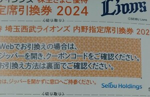 【コード通知】西武株主優待 内野指定席引換券１枚分