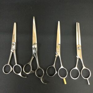 985◎ 理美容 ハサミ まとめて4点 菊星 stainless FWS 5519 TOKYO セニングシザー ベーシックシザー 他　床屋 トリミング 鋏 はさみ 