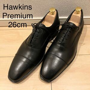 【美品】Hawkins ホーキンスプレミアム ストレートチップ HB22011 ビジネスシューズ 革靴 ブラック 黒 内羽根