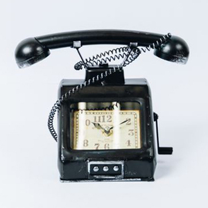 ☆ ブラック ☆ ヴィンテージモチーフクロック　telephone 置き時計 おしゃれ 置時計 かわいい En Fance EF-CL12 アンファンス