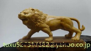獅子 置物 獅子吼 獅子頭 木彫ライオン　猫科　百獣の王　置物　動物彫刻　天然木　彫刻