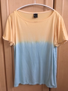 ルーパ Loopa ヨガウェア トップス Tシャツ フレンチスリーブ グラデーション オレンジ/水色M