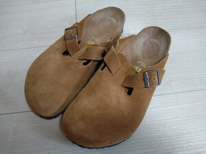 1円スタート　使用数回　BIRKENSTOCK size40　レギュラー　ビルケンシュトック　ボストン　スウェード　ミンク　　美品 　日本size26cm 