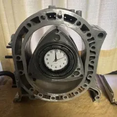 13B ロータリーエンジン　オブジェ　置物　時計もセット