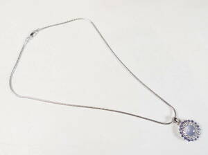 中古アクセサリー★シルバー SV925 天然石 カラーストーン デザイン ペンダント ネックレス 首回り40cm