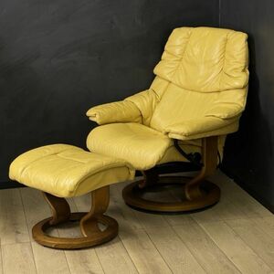 EKORNES エコーネス 最高級 Reno レノ 総革 ストレスレス リクライニングチェア+オットマンセット 1Pソファ 椅子 家具 / 57047