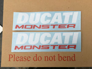 送料無料 Ducati Monster Petrol tank decal sticker ドゥカティ ステッカー シール デカール 2枚セット 140mm x 36mm ホワイト