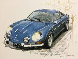 【正規品 絶版】Bowイラスト アルピーヌ A110 カーマガジン 202 Alpine A110 アンティーク インテリア クラシックカー 旧車 絵