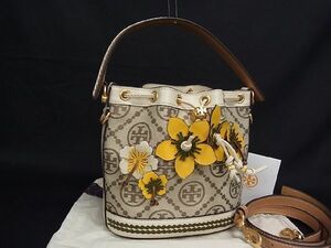 1円 ■新作■新品■未使用■ TORY BURCH トリーバーチ フローラルブレイドバケットバッグ キャンバス 2WAY ハンドバッグ ショルダー AB3693