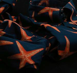 ★イタリアシャツ DANROMA ドゥエボットーニ FACEBOOK_58 marina ( star fish ) in cotton voile ヒトデをあしらています LL 43-94