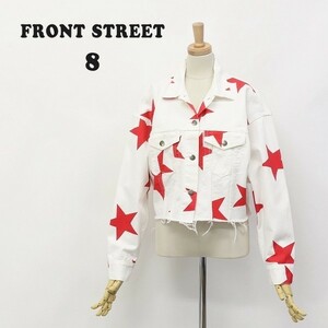 新品◆FRONT STREET 8/フロントストリート エイト ドルマンスリーブ スター 星柄 コットン デニム ジャケット Gジャン ホワイト 40