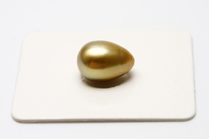 南洋白蝶真珠パールルース　両穴　12×9mm　ナチュラルゴールドカラー