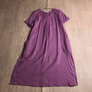 100円スタート□ Live in comfort フェリシモ　ピンタック　ワンピース　パープル系