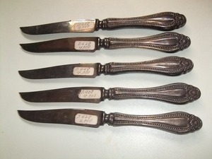 英国製(焼菓子)ナイフ 5本のセット　 シルバープレート