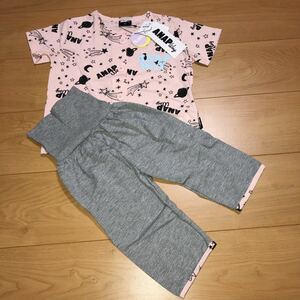 新品 ANAP way 星柄 半袖 パジャマ 上下セット 女の子 95㎝ ピンク/グレー色 アナップ