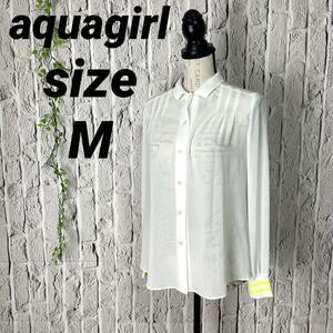 美品 aquagirl アクアガール タックブラウス オフホワイト 38 M