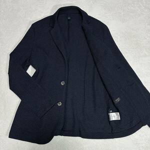 希少L!美品 EPOCA UOMO サマーニット ストレッチ アンコン テーラードジャケット 黒 ブラック 春夏 エポカウォモ 2B 48 メンズ 三陽商会