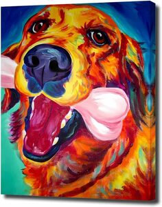 犬の絵 絵画 アートパネル 壁掛け 木枠 キャンバス キャンバス画 絵 アートポスター インテリア 現代アート ゴールデンレトリバー 新品