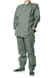 【ひめか】作務衣 メンズ 宗門　かく宗上質作務衣-綿100％　深緑Ｍ