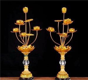 常花 仏花 供花 法事 お供え花 仏具 仏花 飾り仏陀の蓮の装飾品造花人工花 常花の1対セット LEDライト付き高さ80cm