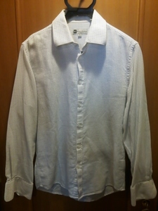 アメリカ古着　BACHRACH 　織り柄　ドレスシャツ　スリムフィット　送料２３０円