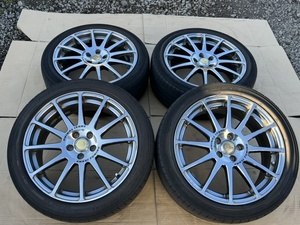 ホイール付タイヤ４本セット ENKEI TUNING RACING 17×7JJ+48 PCD100 215/45/17 YOKOHAMA BLuEarth 2020 ハブ-75