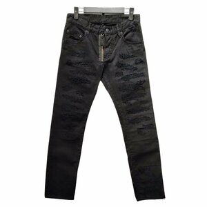 DSQUARED2 ディースクエアード 22SS S74LB1123 Skater Jean ダメージ リペア加工 デニムパンツ ブラック サイズ42 正規品 / 33828