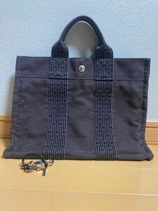 美品 エルメス　HERMES エールライン　PM 鍵　カデナ付　トート バッグ　グレー