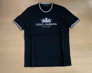 ドルチェ&ガッバーナ DG 黒 DG フロントDGロゴ デザイン クルーネック Tシャツ 綺麗